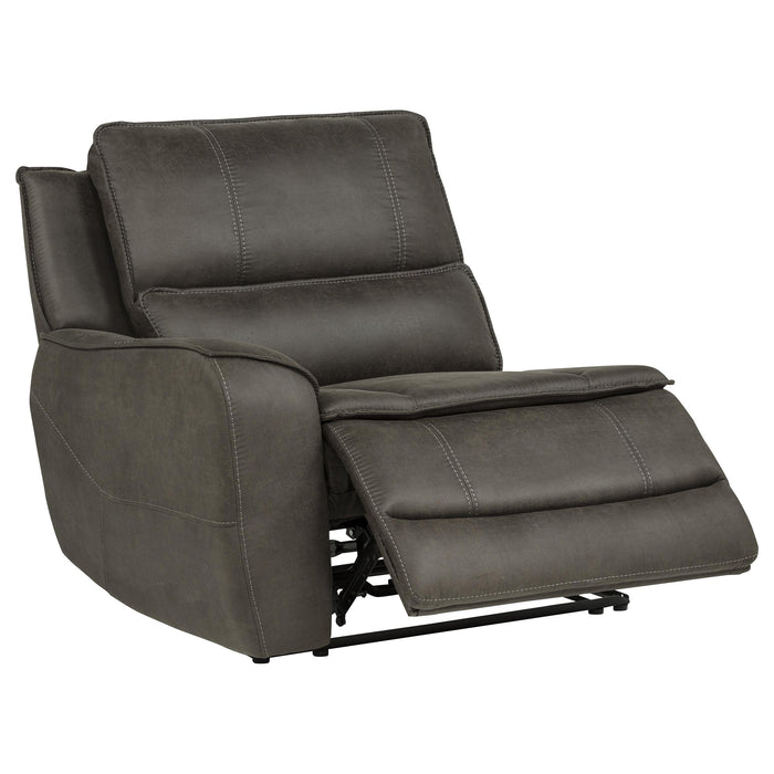 Marcell Transitional LAF Power Recliner with USB Charging Grey
