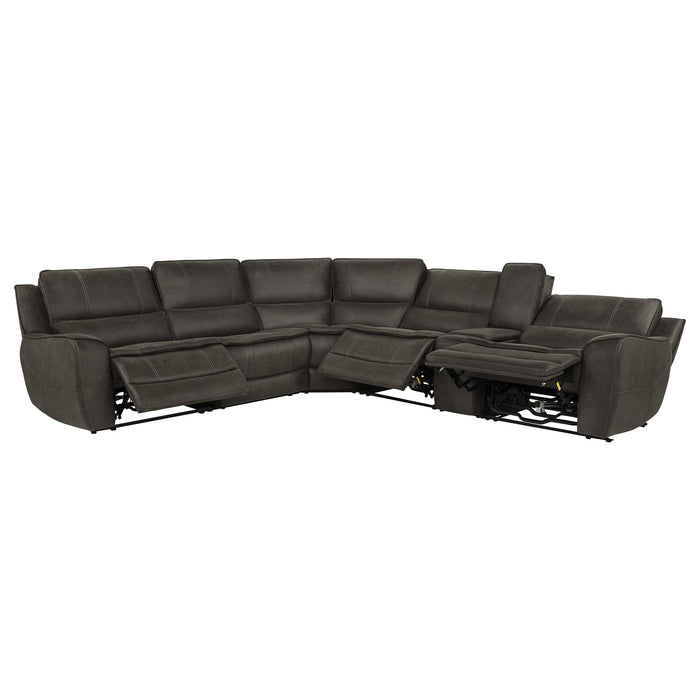 Marcell 6-Piece L-Shaped Power Reclining Sectional with Console Grey