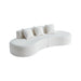 Giga white curved boneless sofa with five seats, high-density foam filling, in a modern living room setting