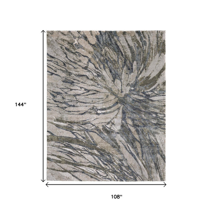 9' X 12' Abstract Area Rug - Gray / Ivory