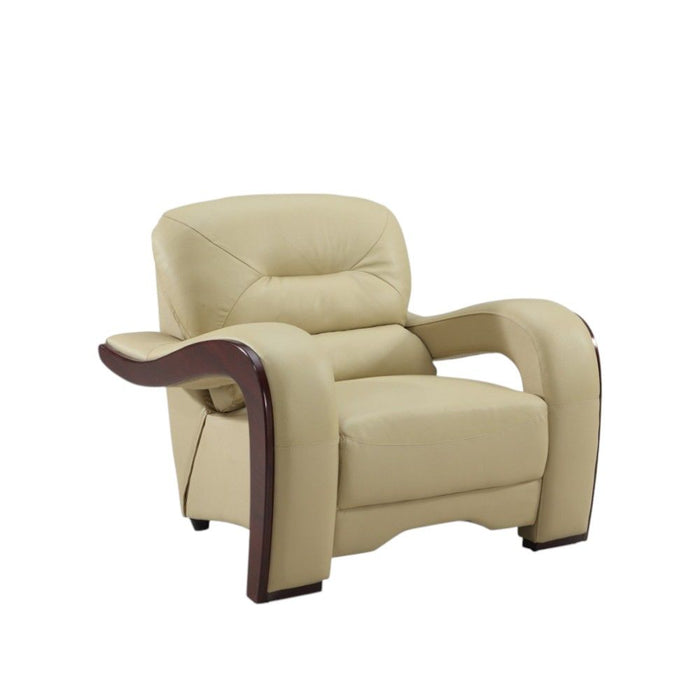 39" Leather Arm Chair - Beige / Brown