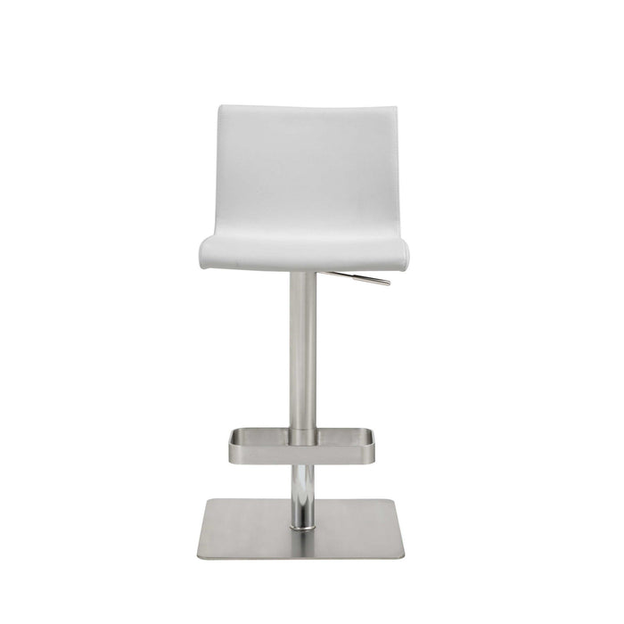 Stainless Steel Counter Height Bar Chair - White And Silver