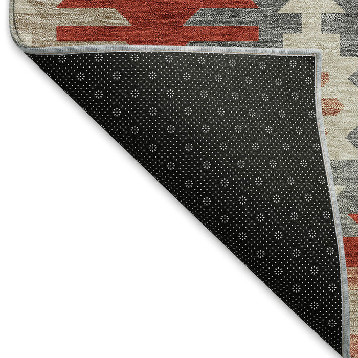 10' X 14' Southwestern Washable Area Rug With UV Protection (677657) - Red / Ivory / Gray