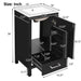 Giga bathroom vanity with ceramic sink, soft-close drawers, door organizer, divider drawer, and adjustable foot pads.