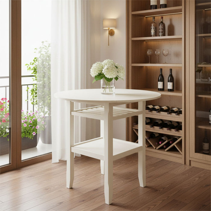 Wood Rounded Drop Leaf Bar Table - Cream