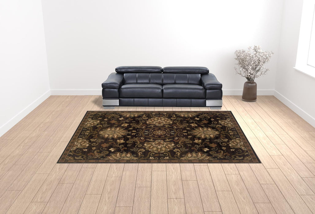 10' x 13' Oriental Power Loom Stain Resistant Area Rug - Brown Beige Blue And Red
