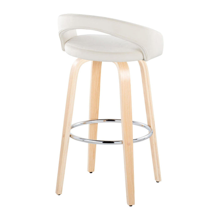 Grotto - Upholstered Fixed-Height Barstool (Set of 2) - Natural Wood