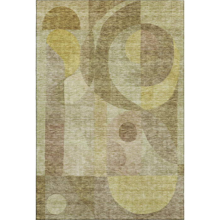 10' X 14' Abstract Geometric Washable Area Rug With UV Protection (684828) - Wheat / Beige / Gold