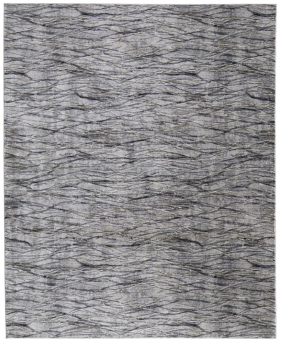 8' x 10' Abstract Power Loom Area Rug - Gray Ivory And Tan