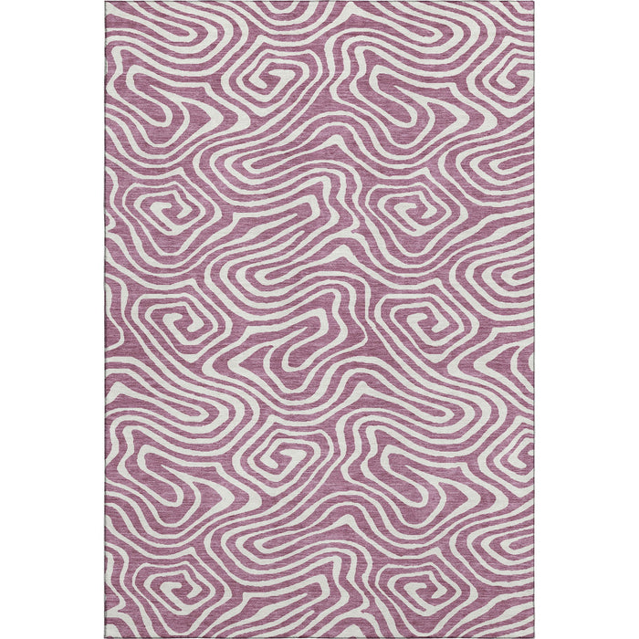 10' X 14' Abstract Washable Area Rug With UV Protection (680127) - Plum / Ivory