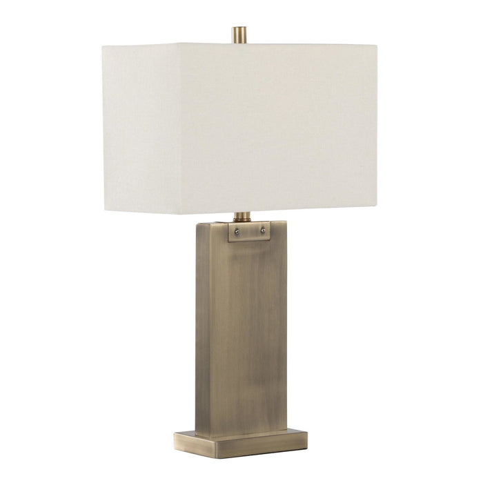 Royce - 26" Metal Table Lamp (Set of 2) - Antique Brass And White Linen