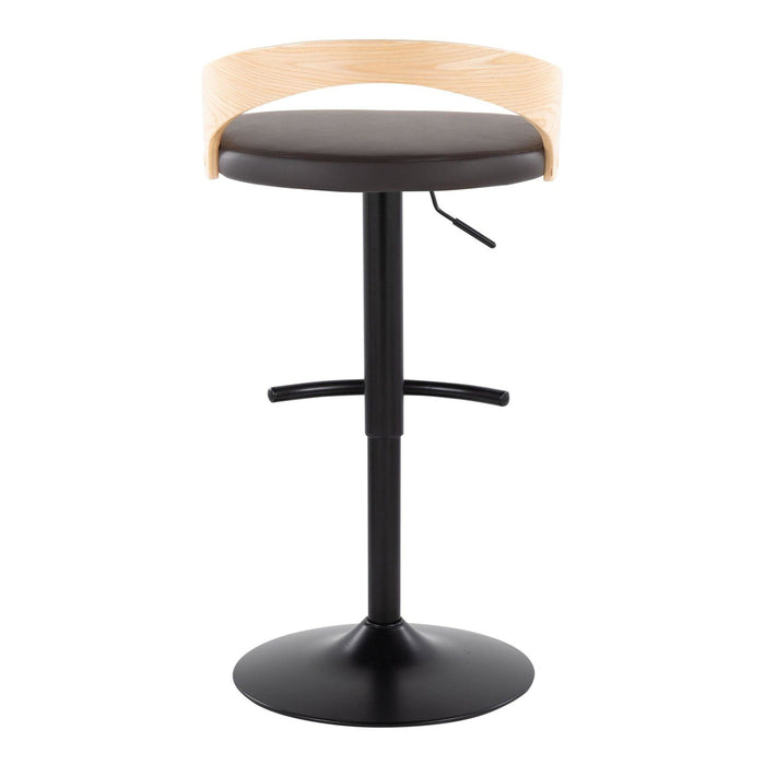 Grotto - Adjustable Barstool - Black Metal, Natural Wood