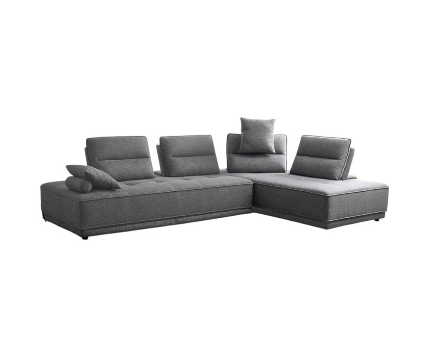 100% Polyester Stationary L Shaped Two Piece Sofa Chaise - Gray