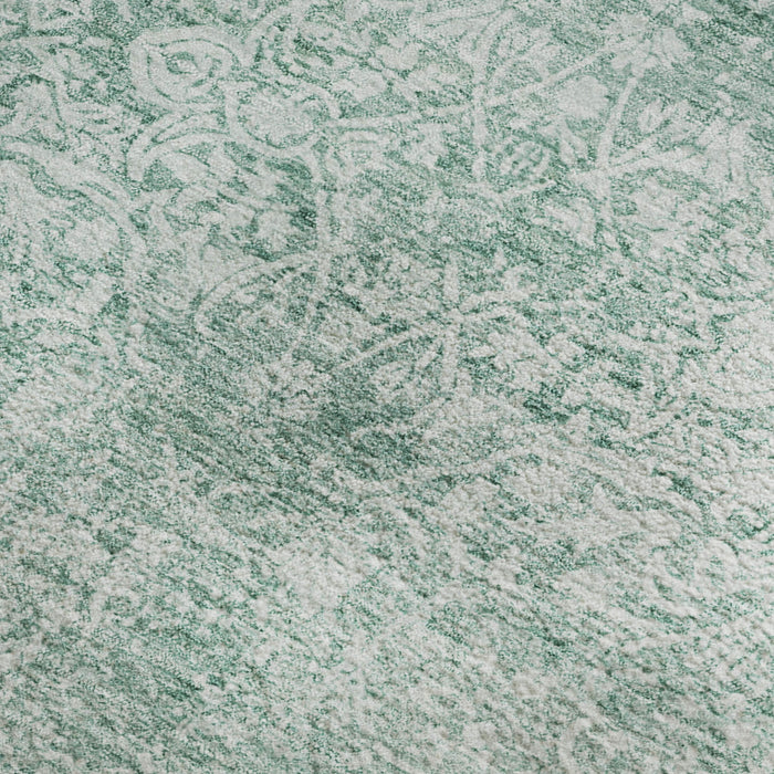 10' X 14' Oriental Washable Area Rug With UV Protection (700625) - Turquoise / Ivory