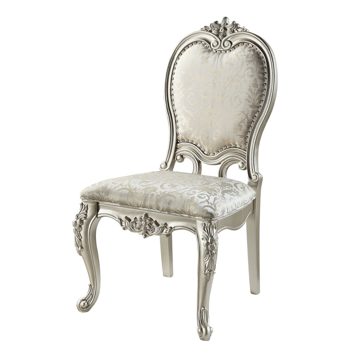 Fabric And Solid Wood Open Back Dining Side Chairs (Set of 2) - Champagne