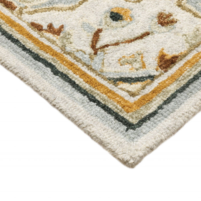 10' x 13' Oriental Tufted Handmade Stain Resistant Area Rug - Ivory Charcoal Gold Clay And Muted Blue