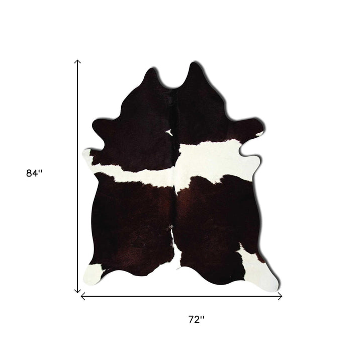 6' x 7' Cowhide Area Rug - Brown And White