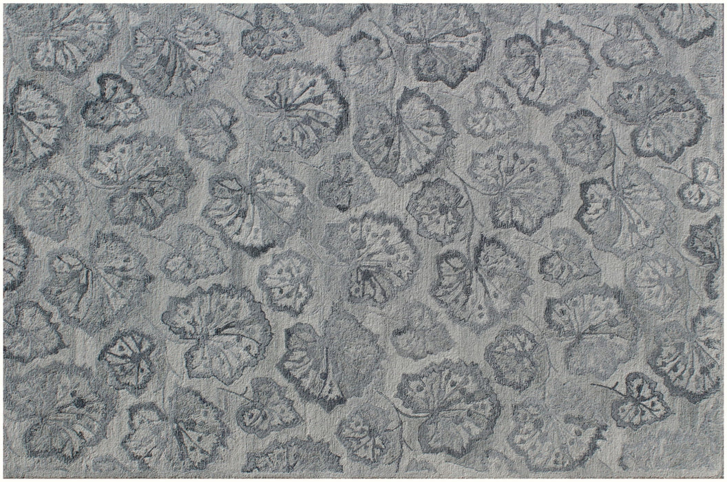 9' x 12' Floral Hand Tufted Non Skid Area Rug - Silver