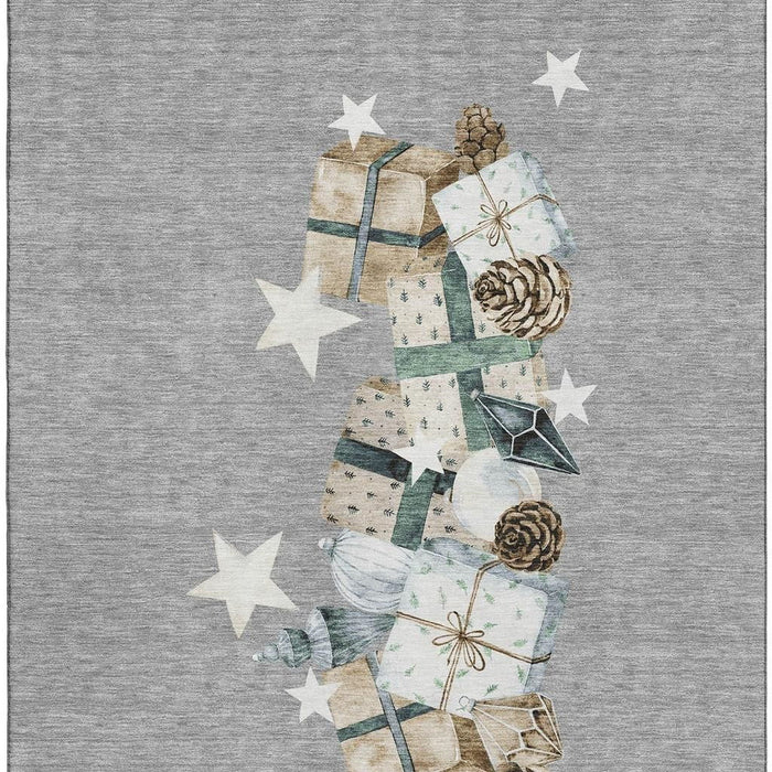 10' X 14' Geometric Washable Area Rug With UV Protection (702365) - Gray / Beige / Blue