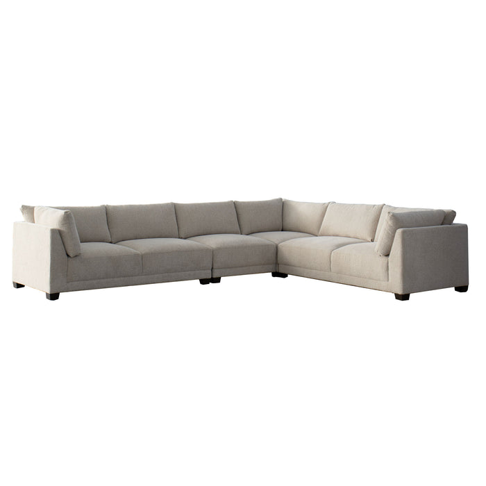 Canvas L Shaped Four Piece Sofa And Chaise Sectional With Toss Pillows - Beige