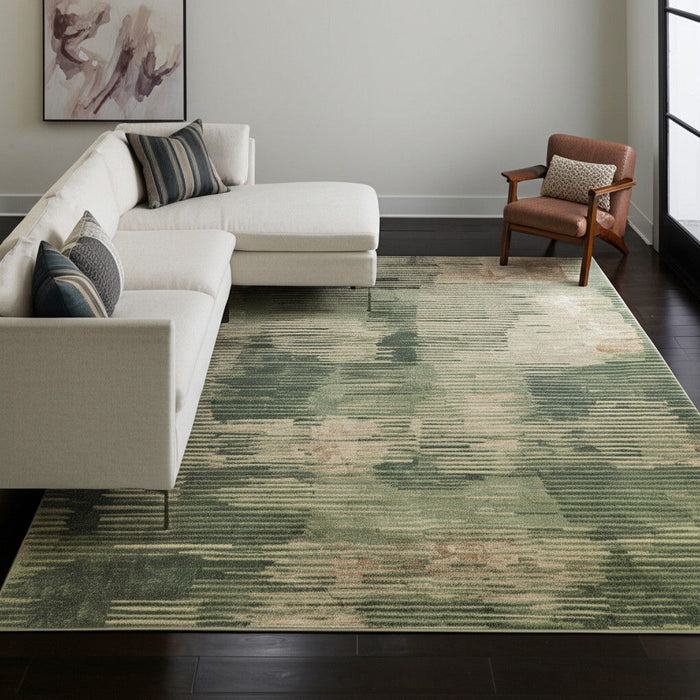 9' X 12' Abstract Distressed Area Rug - Green