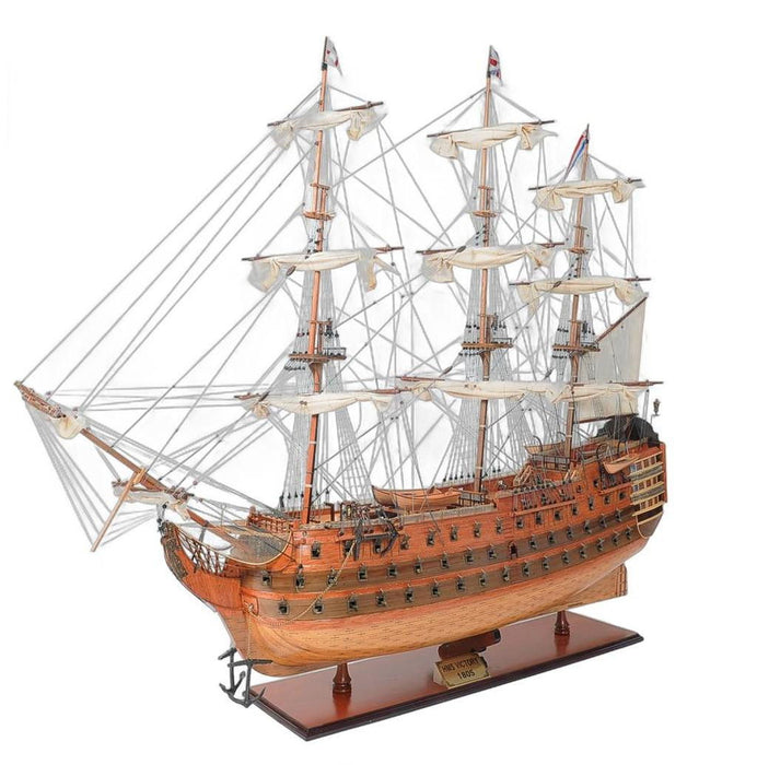 Hand Painted Model Boat Tabletop Sculpture (401840) - Brown