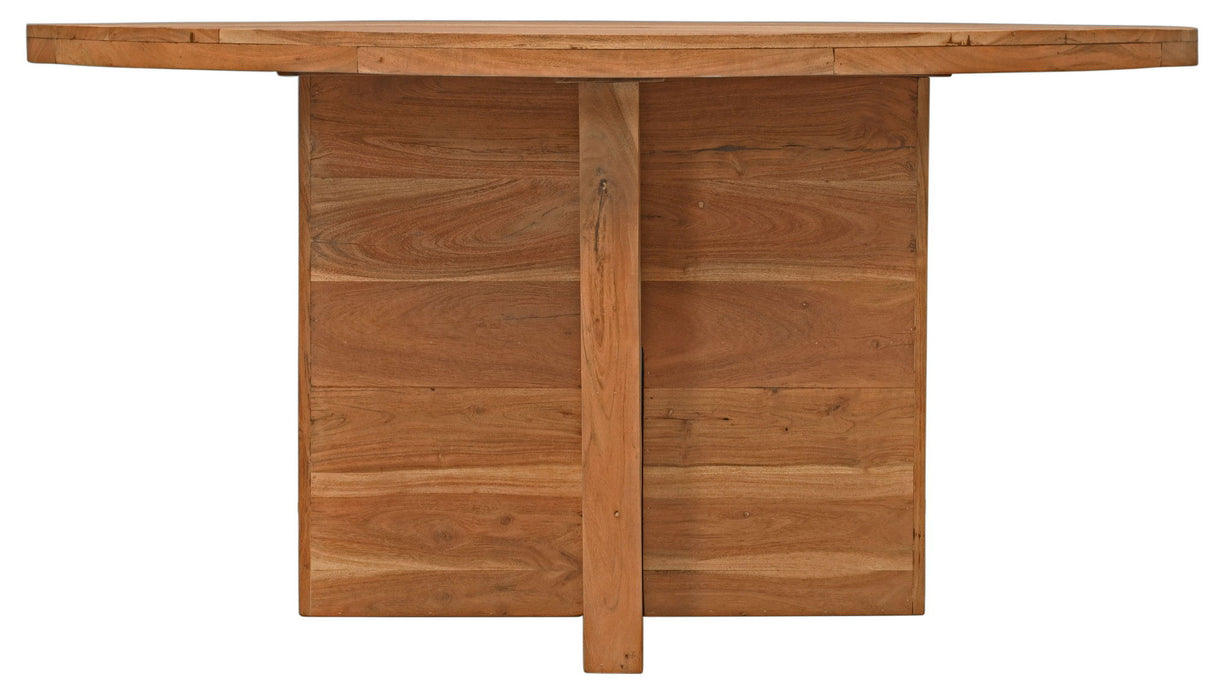 60" Rounded Solid Wood Pedestal Base Dining Table - Natural