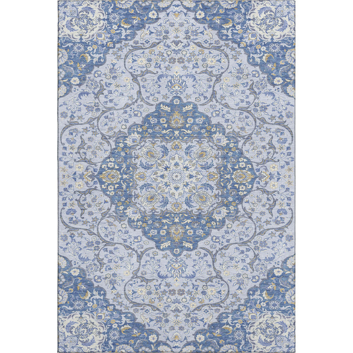 10' X 14' Medallion Washable Area Rug With UV Protection (696830) - Blue / Gray / Silver