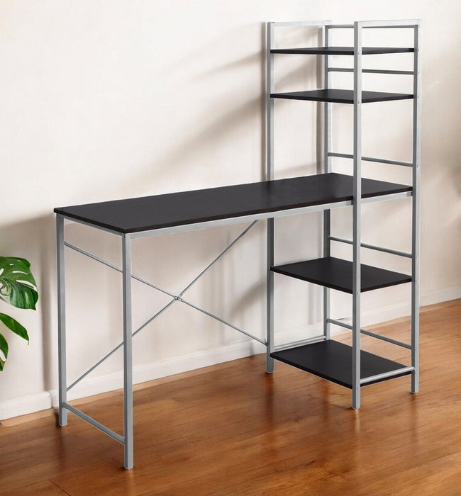 19" Computer Desk - Dark Brown And Silver