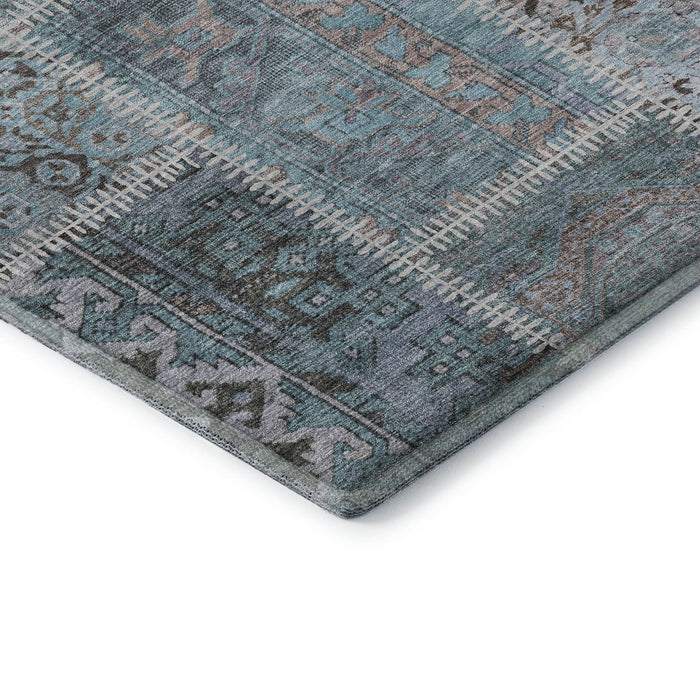 5' X 8' Patchwork Washable Area Rug With UV Protection (653256) - Teal / Beige