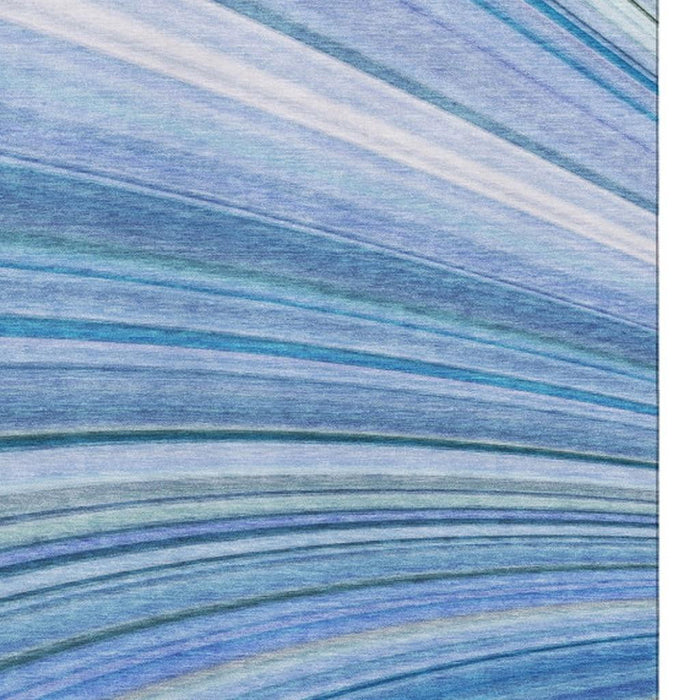 9' X 12' Abstract Washable Area Rug With UV Protection (650343) - Blue / Ivory / Gold