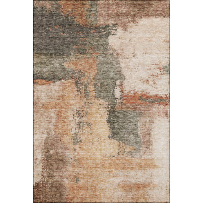 10' X 14' Abstract Washable Area Rug With UV Protection (683554) - Terra Cotta / Beige / Sage