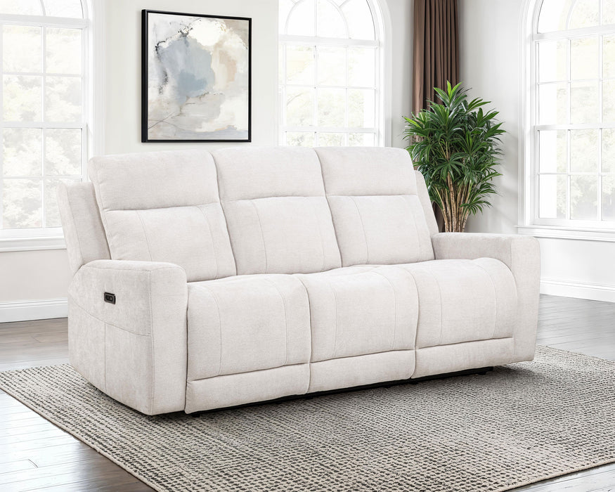 Kennett Chenille Upholstered Power Reclining Sofa Ivory