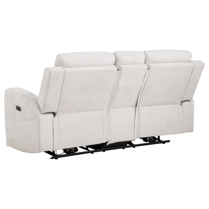 Kennett Chenille Upholstered Power Reclining Loveseat Ivory