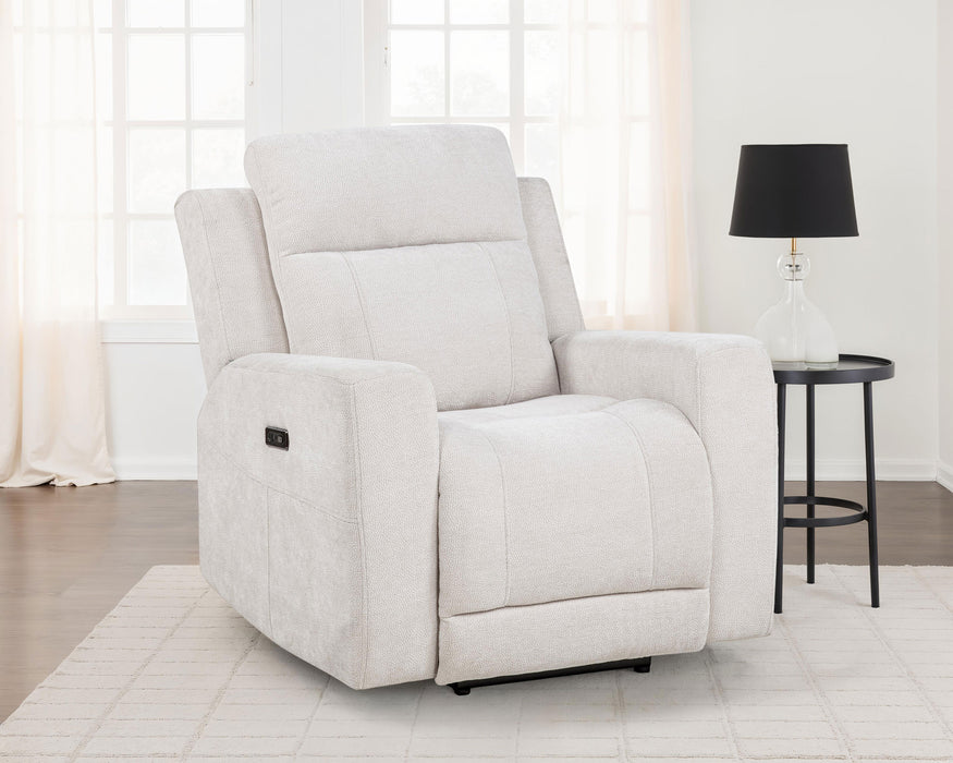 Kennett Chenille Upholstered Power Recliner Chair Ivory
