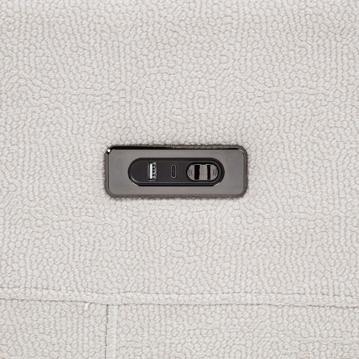 Kennett Chenille Upholstered Power Recliner Chair Ivory