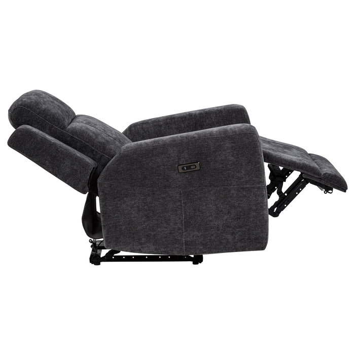 Kennett 3-piece Chenille Power Reclining Sofa Set Dark Grey