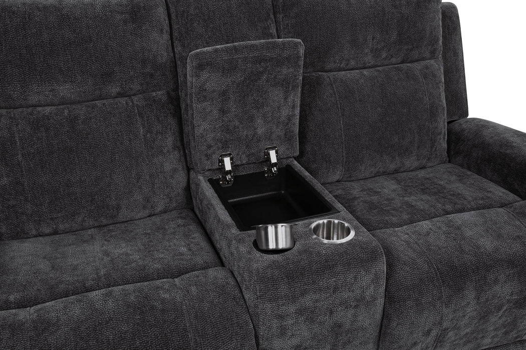 Kennett 3-piece Chenille Power Reclining Sofa Set Dark Grey