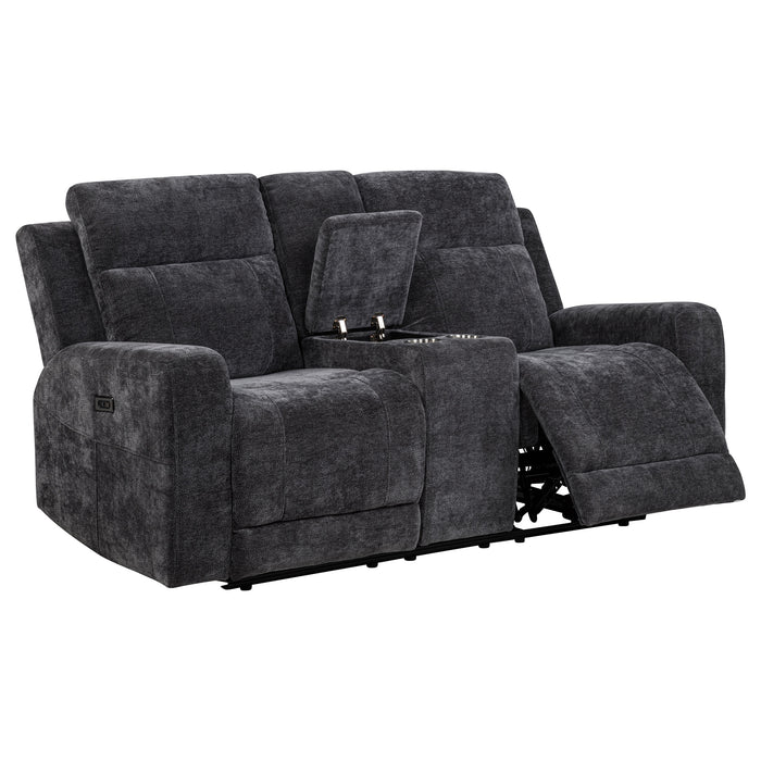 Kennett Chenille Upholstered Power Reclining Loveseat Grey