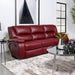 CoasterEveryday Camila upholstered motion reclining sofa in red fabric with padded arms and reclining seats