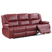 Camila upholstered motion reclining sofa in red by CoasterEveryday