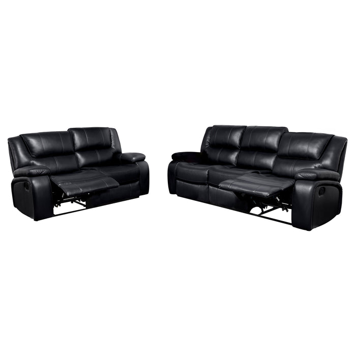 Camila 2-piece Upholstered Reclining Sofa Set Black