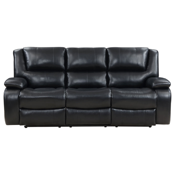Camila 2-piece Upholstered Reclining Sofa Set Black