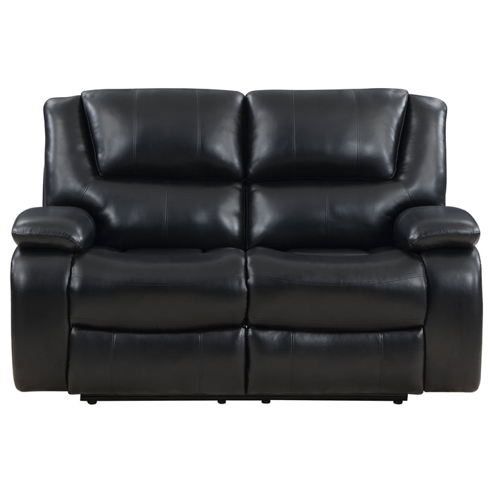 Camila 2-piece Upholstered Reclining Sofa Set Black
