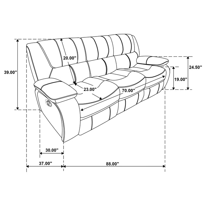 Camila 2-piece Upholstered Reclining Sofa Set Black