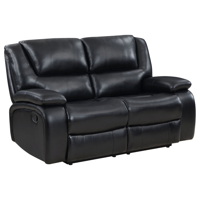 Camila 3-piece Upholstered Reclining Sofa Set Black