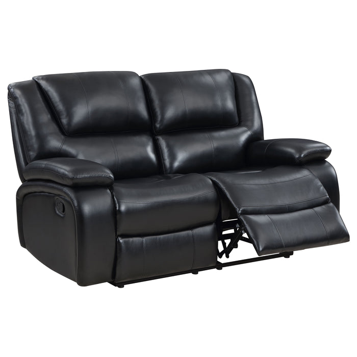Camila 3-piece Upholstered Reclining Sofa Set Black