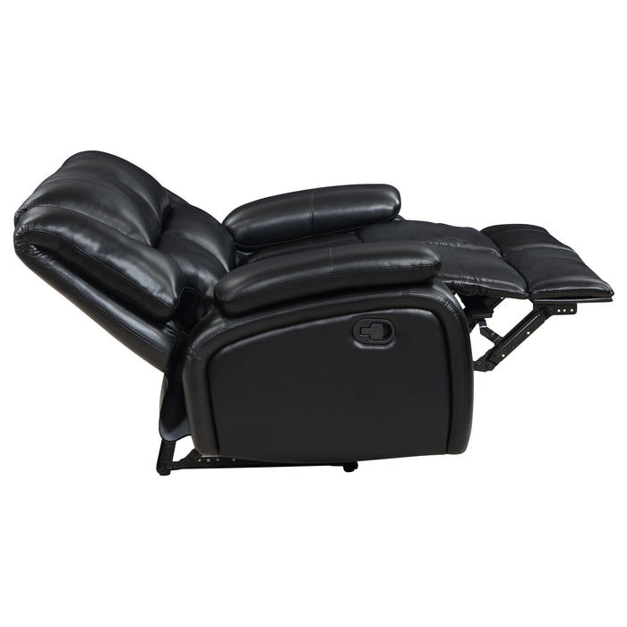 Camila 3-piece Upholstered Reclining Sofa Set Black