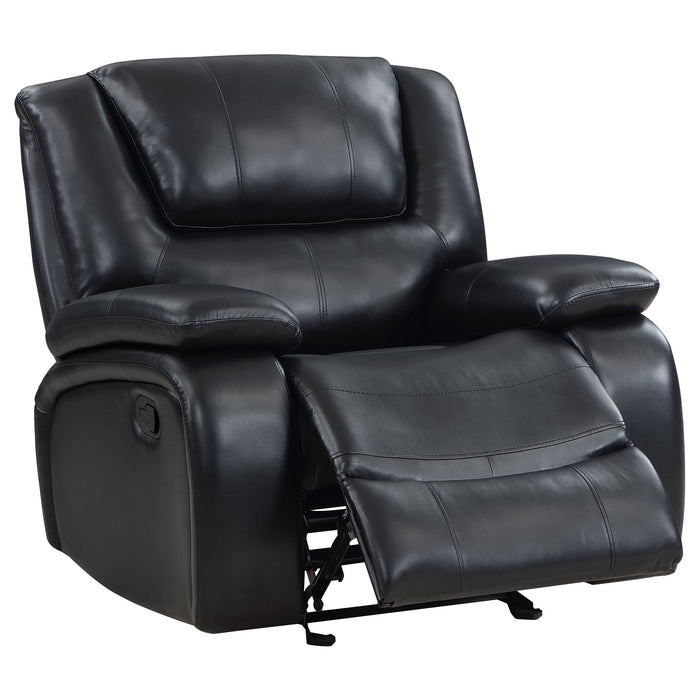 Camila 3-piece Upholstered Reclining Sofa Set Black
