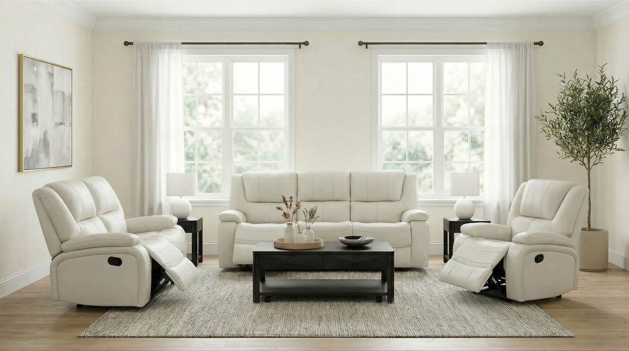 Camila Upholstered Motion Reclining Sofa White